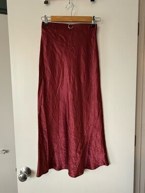 Babaton Slip Satin Maxi Skirt in Wine Red